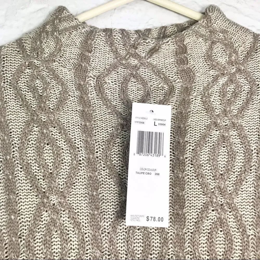 EightEightEight Cream Tan Pattern Cable Knit Sweater NEW - Picture 2 of 11